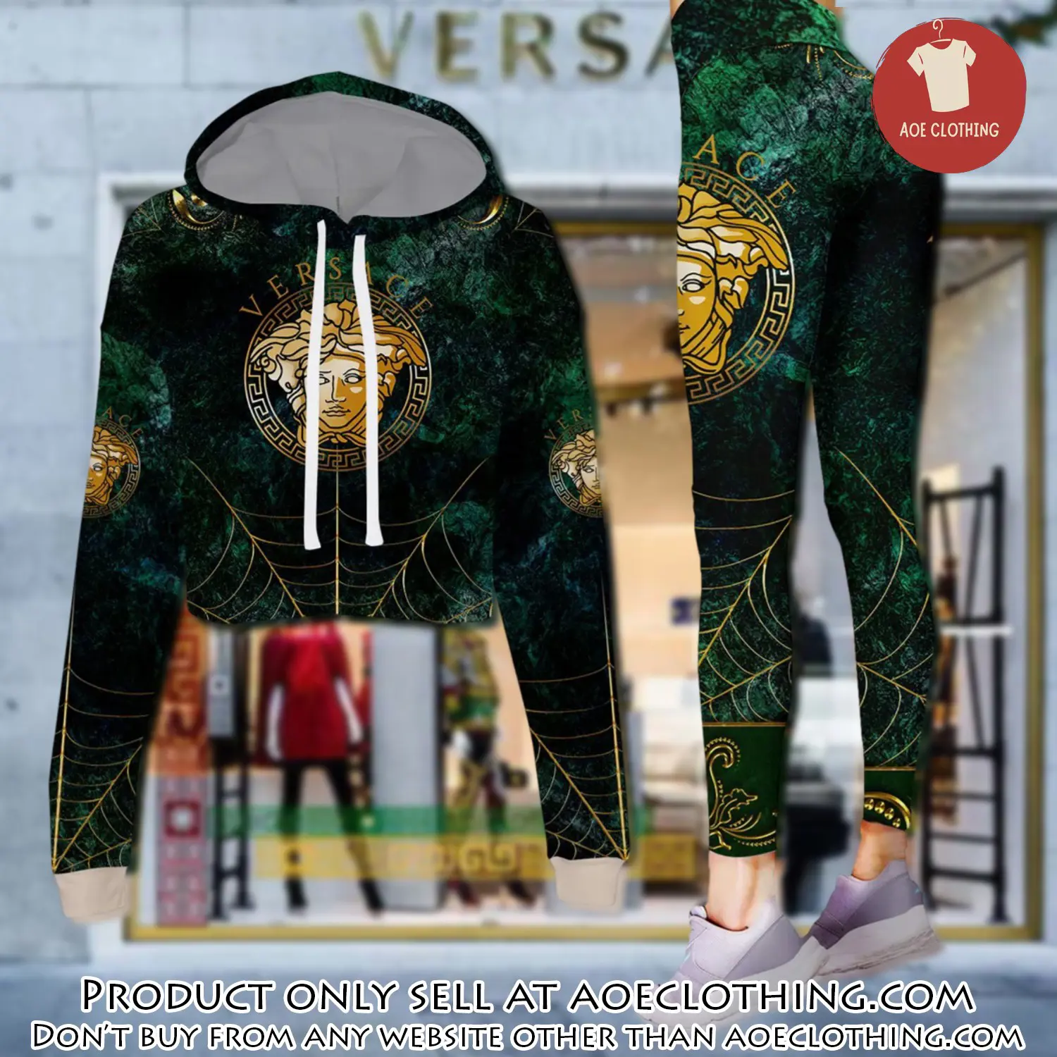 Versace medusa spider silk luxury brand clothes leggings and crop top set for women aoe1455889